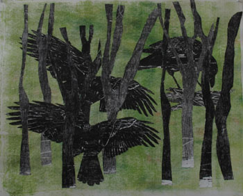 Dark Shapes behind the tree
